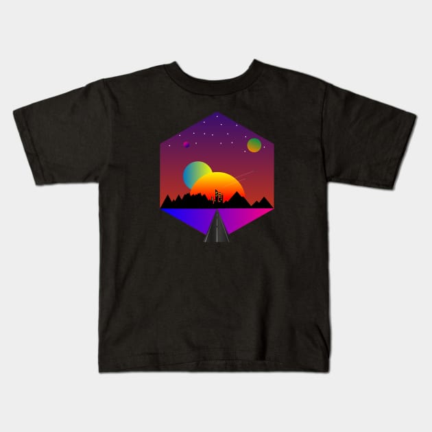 Retro Planets Kids T-Shirt by SAMUEL FORMAS